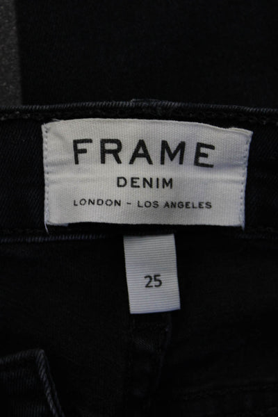 Frame Denim Women Skinny Ankle Jeans Dark Blue Mid Rise Button Size 25