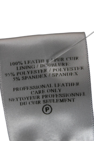 A.L.C. Womens Black Leather Biker Sleeveless Tank Snap Closure Size M