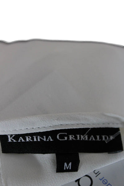 Karina Grimaldi Women White Georgette Sleeveless Round Neck Basic Blouse Size M