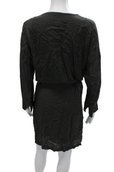 Reiss Womens Black Shirt Dress Long Sleeve Knee Length Viscose Size 4