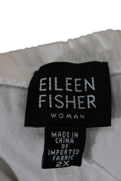 Eileen Fisher Women Cropped Pants White Cotton Stretch Size 2X
