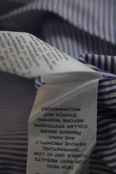 Charles Tyrwhitt Mens Dress Shirt Blue Striped Spread Cotton Size 15.5