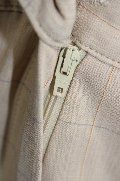 Zanella Mens Dress Pants Beige Check 96% Wool 4% Elastane Button Size 8