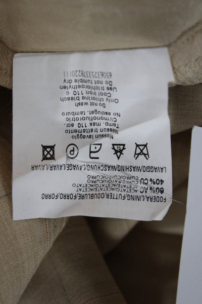 Zanella Mens Dress Pants Beige Check 96% Wool 4% Elastane Button Size 8