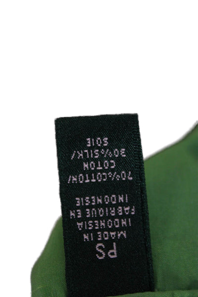 Lauren Ralph Lauren Women Green Collared Long Sleeve Button-Up Top Size PS