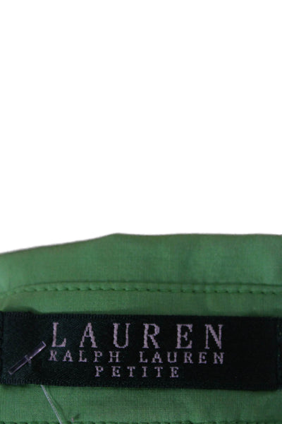 Lauren Ralph Lauren Women Green Collared Long Sleeve Button-Up Top Size PS