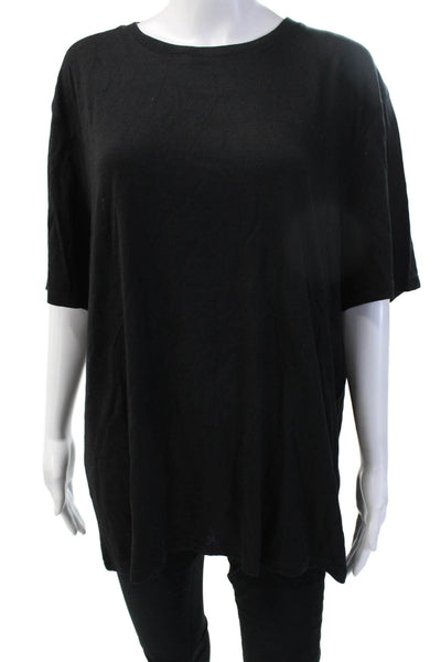 Theory Women Jersey T-Shirt Black Crew Neck Short Sleeve Modal Size XL