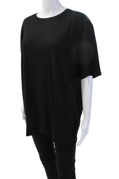 Theory Women Jersey T-Shirt Black Crew Neck Short Sleeve Modal Size XL