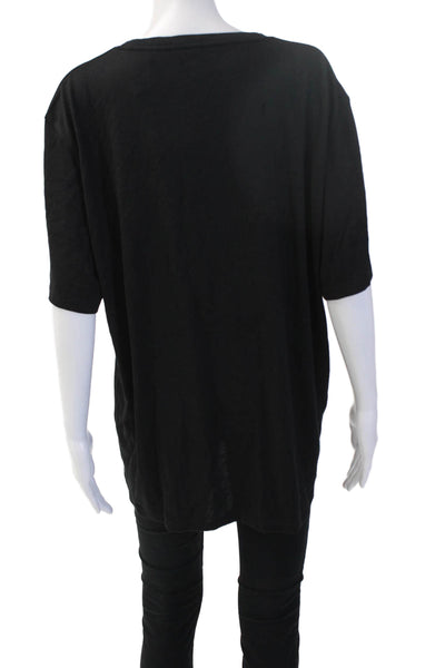 Theory Women Jersey T-Shirt Black Crew Neck Short Sleeve Modal Size XL