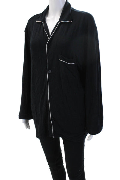 Eberjey Men Black Modal Collared Button-Down Long Sleeve Top Size L