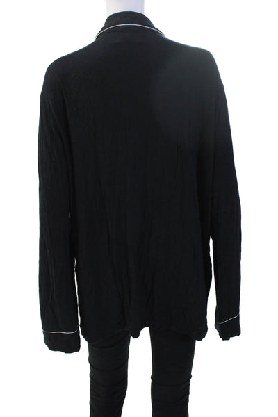 Eberjey Men Black Modal Collared Button-Down Long Sleeve Top Size L