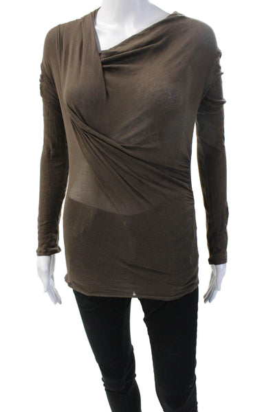 Zara Women Bohemian Brown Long Sleeve Top Polyester Blend Size S