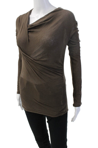 Zara Women Bohemian Brown Long Sleeve Top Polyester Blend Size S