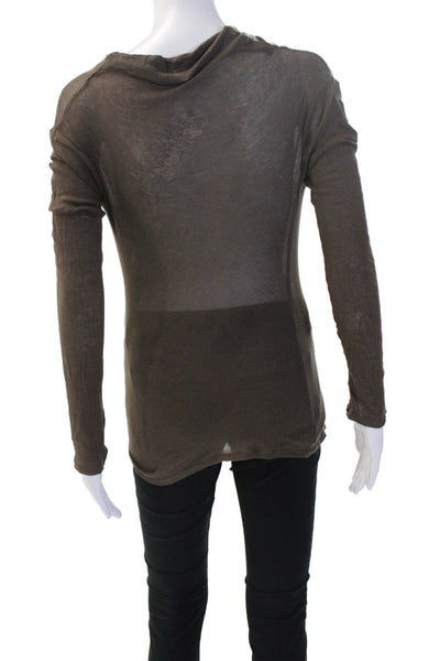 Zara Women Bohemian Brown Long Sleeve Top Polyester Blend Size S