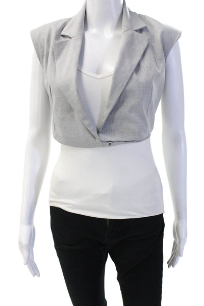 Bershka Womens Collared Sleeveless Gray Polyester Blazer Size XS