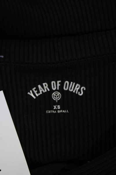 Year Of Ours Womens Cropped Collared Polo Black Sleeveless 90s Size XS