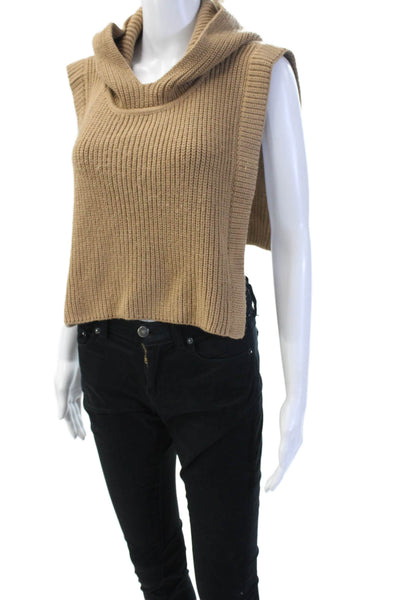 Zara Unisex Tan Turtleneck Sleeveless Sweater Vest Acrylic Wool Size M