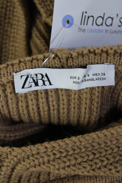 Zara Unisex Tan Turtleneck Sleeveless Sweater Vest Acrylic Wool Size M