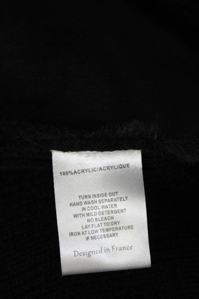 Marina V Women Black Solid Round Neck Long Sleeve Coatigan Size M