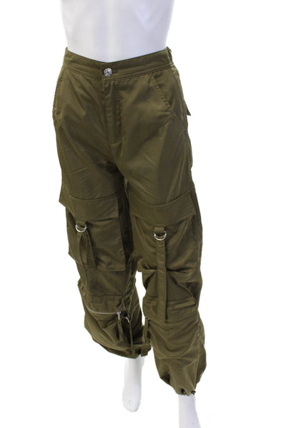 Bershka Unisex Cargo Windbreaker Pants Green 100% Polyester Size XS