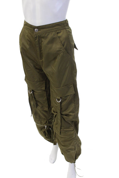 Bershka Unisex Cargo Windbreaker Pants Green 100% Polyester Size XS