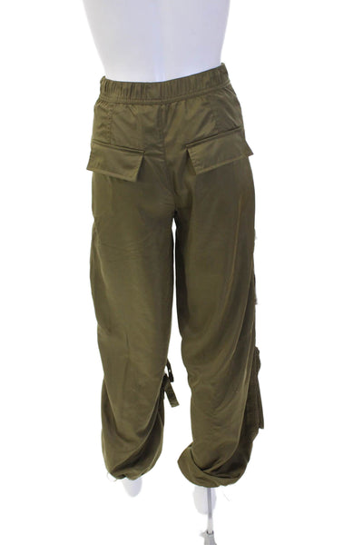 Bershka Unisex Cargo Windbreaker Pants Green 100% Polyester Size XS