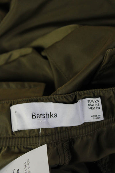 Bershka Unisex Cargo Windbreaker Pants Green 100% Polyester Size XS