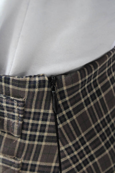 Bershka Womens Juniors Pleated Plaid Mini Skirt Beige Size XS
