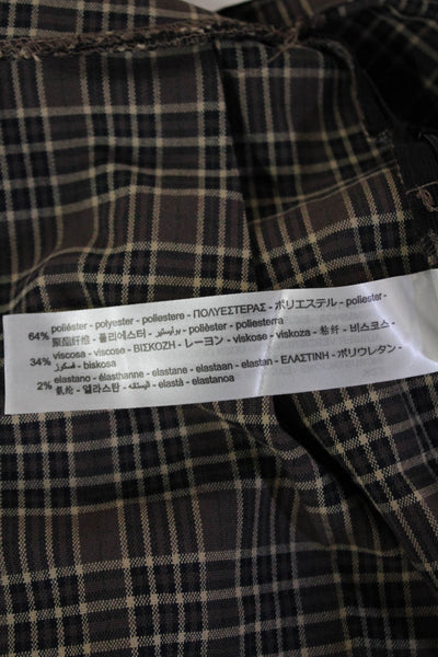 Bershka Womens Juniors Pleated Plaid Mini Skirt Beige Size XS
