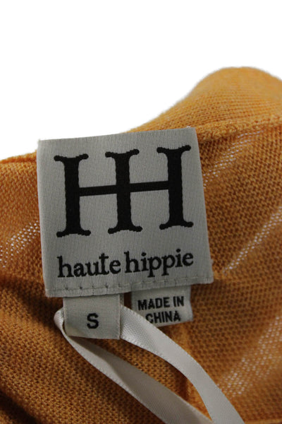 Haute Hippie Unisex Orange Silk Cashmere V Neck Cardigan Long Sleeve Size S