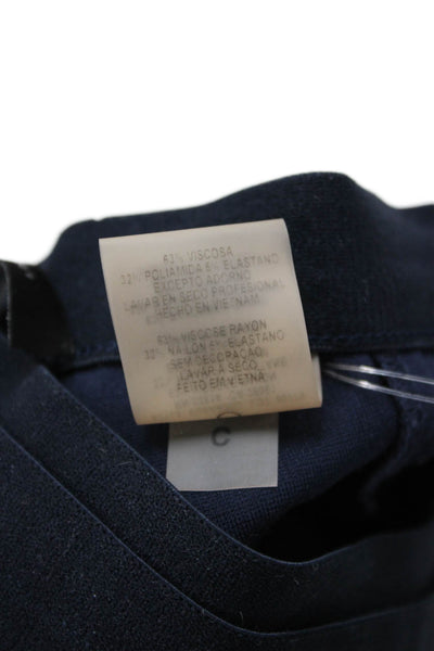 Elie Tahari Womens Cropped Ankle Pants Dark Blue Solid Size 4