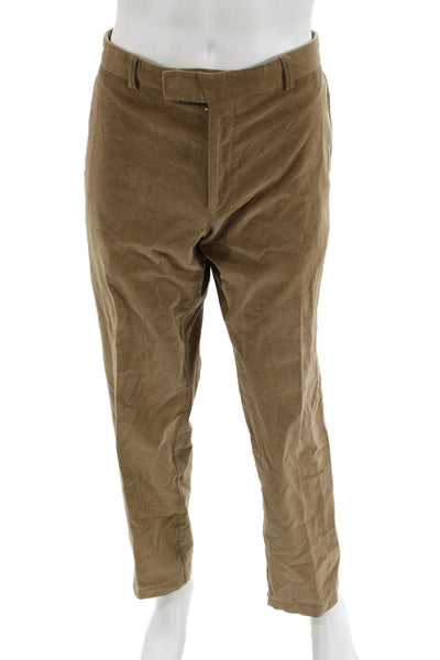 Boss Hugo Boss Mens Chino Khakis Pants Brown Cotton Blend Button Size 50