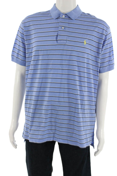 Polo Ralph Lauren Mens Blue Striped Pima Cotton Short Sleeve Polo Size XL
