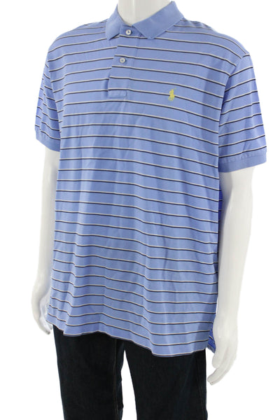 Polo Ralph Lauren Mens Blue Striped Pima Cotton Short Sleeve Polo Size XL