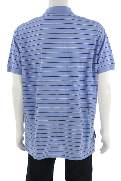 Polo Ralph Lauren Mens Blue Striped Pima Cotton Short Sleeve Polo Size XL