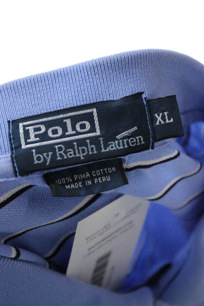Polo Ralph Lauren Mens Blue Striped Pima Cotton Short Sleeve Polo Size XL