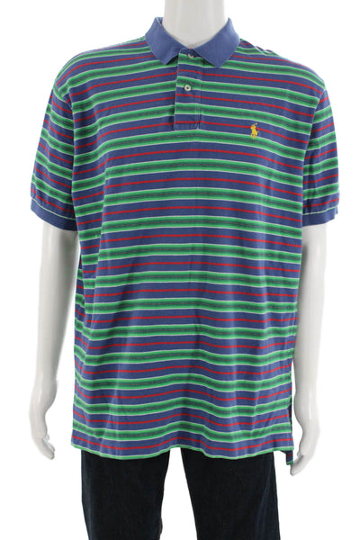 Polo Ralph Lauren Mens Polo Blue Striped Short Sleeve Cotton Collared Size XL