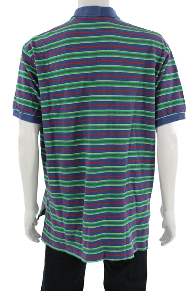 Polo Ralph Lauren Mens Polo Blue Striped Short Sleeve Cotton Collared Size XL