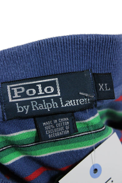 Polo Ralph Lauren Mens Polo Blue Striped Short Sleeve Cotton Collared Size XL