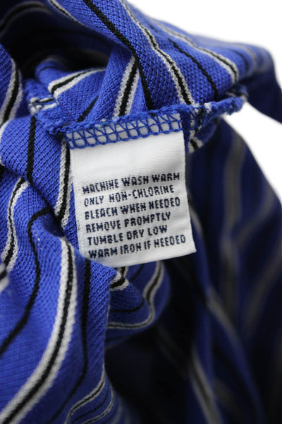 Polo Ralph Lauren Mens Blue Striped Pima Cotton Polo Short Sleeve Size XL