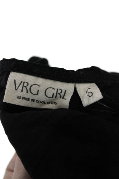 VRG GRL Womens Boho Sleeveless Drawstring Tank Top Black Cupro Rayon Size 6
