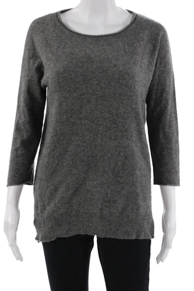 Neiman Marcus Womens Dark Gray Cashmere Pullover 3/4 Sleeve Size XS