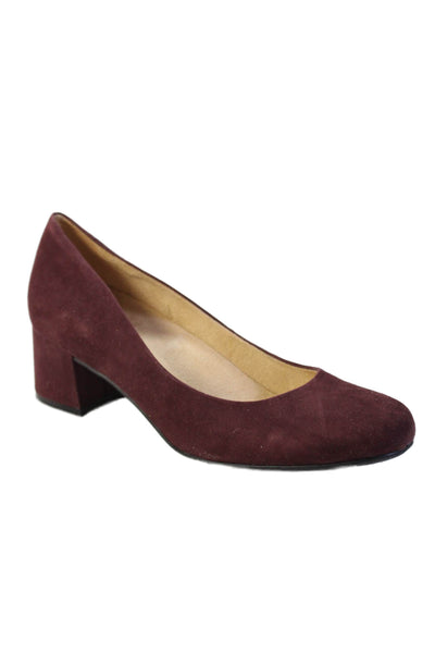 Naturalizer Womens Suede Round Toe Slip On Mary Jane Heels Burgundy Size 8