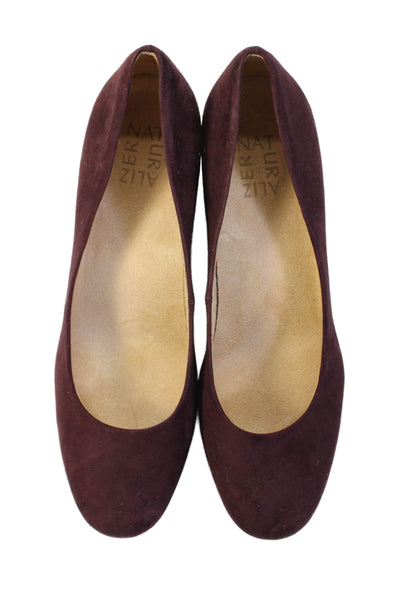 Naturalizer Womens Suede Round Toe Slip On Mary Jane Heels Burgundy Size 8