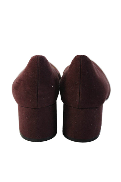 Naturalizer Womens Suede Round Toe Slip On Mary Jane Heels Burgundy Size 8