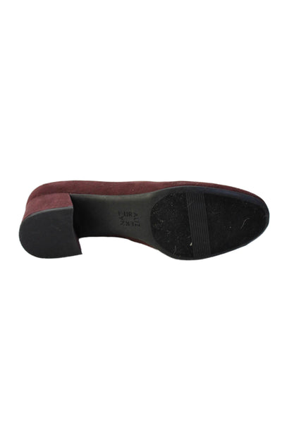 Naturalizer Womens Suede Round Toe Slip On Mary Jane Heels Burgundy Size 8
