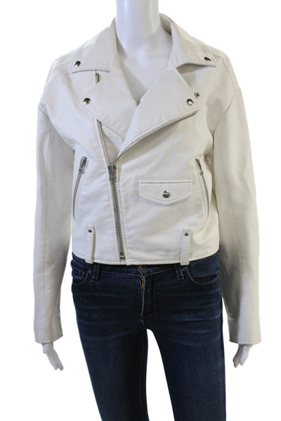 Pistola Womens Biker Motorcycle Jacket White PU Size XS