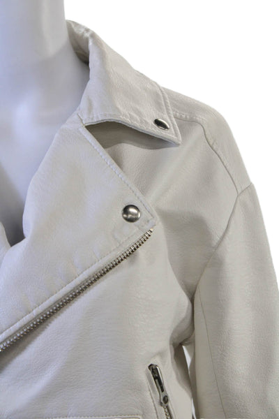 Pistola Womens Biker Motorcycle Jacket White PU Size XS