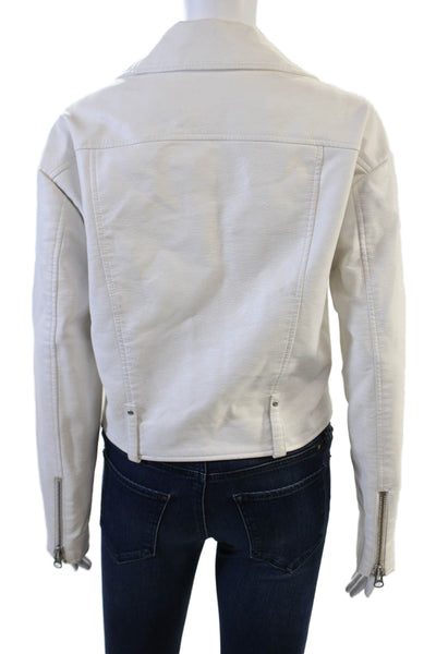 Pistola Womens Biker Motorcycle Jacket White PU Size XS