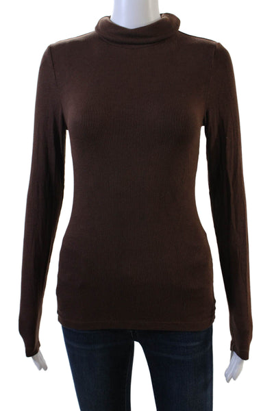 Sanctuary Women Basic Brown Mock Neck Long Sleeve Top Size XS